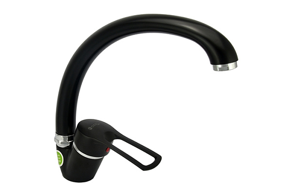 Смеситель для кухни Juguni Luxe (Излив-R поворотный 22см, цвет-черный, Гайка, Картридж-40мм) 451