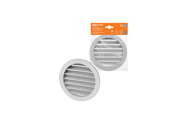 Решетка вентиляционная круглая алюм. с москитной сеткой, с фланцем d125, внеш. D150, TDM (1807-0801)