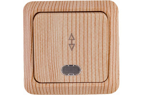 Переключатель TDM "Ладога" 1-кл. на два направ. откр. устан. с подсветкой IP20 10А сосна (1801-0048)