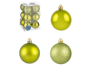 Набор шаров 6 см, 12 шт., цвет: зел яблоко (4- с блест, 4- мат, 4- глян) SYQA- 0123165-02 арт.106321