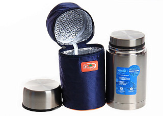 Термос нержавеющая сталь БИОСТАЛЬ-АВТО широкое горло, суповой в чехле 1,0л (NRP-1000)