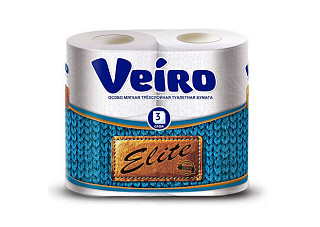 Туалетная бумага VEIRO (ВЕЙРО) Elite 3-х слойная  4шт/10 (113)