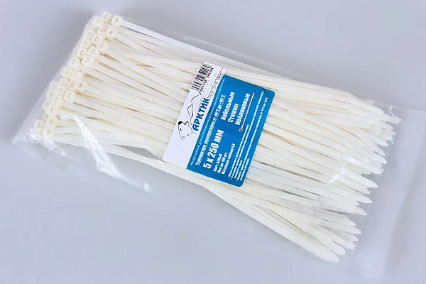 Хомуты Арктик морозостойкие 5 Х 250 белые (4,8 мм, 100шт/уп)