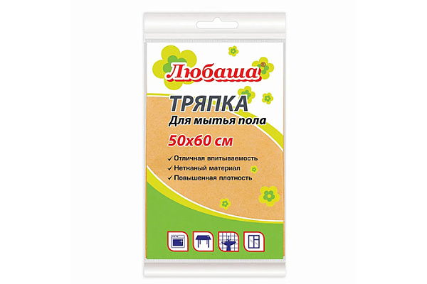 Тряпка для пола ЛЮБАША standart из вискозы 50х60см 120г/м2 оранжевая (К4118) (605498)