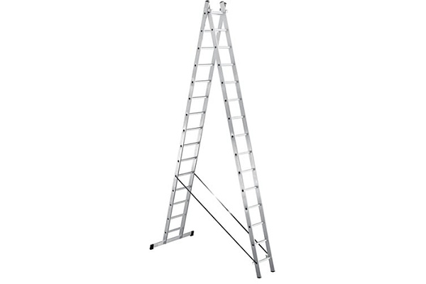 Лестница алюминиевая 2х15 ступеней двухсекционная УФУК (ПРО) h=4,26/7,32м, до 150кг