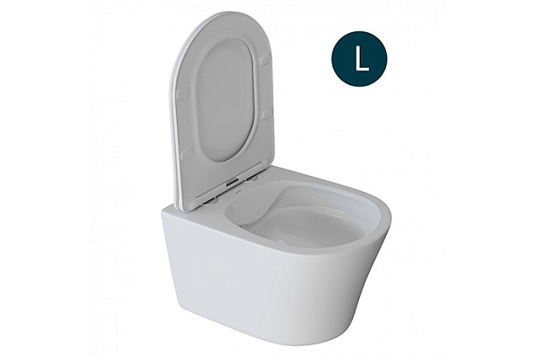 Унитаз подвесной безободковый WAVE TREND сиденье дюропласт, м/л, быстр, БЕЛЫЙ глянец (L)