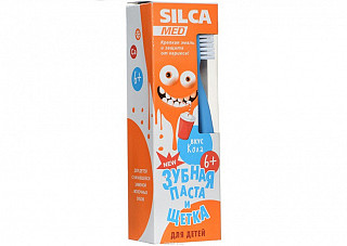 Набор детский SILCAMED (СИЛКАМЕД) Зубная паста со вкусом Колы+щетка/24 шт (033)(244)