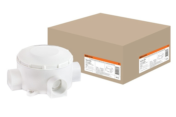 Коробка распаячная ОП D80х35мм, IP42, 3-х рожковая, белая TDM(1401-4004)