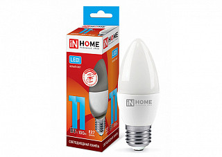 Лампа светодиодная IN HOME LED-СВЕЧА-VC 11Вт 230В Е27 4000К 990Лм (20495)