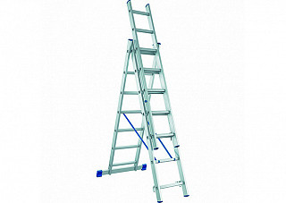 Лестница алюминиевая СИБРТЕХ, 3 х10 ступеней, 2,79/5,78м, трехсекционная (97820)