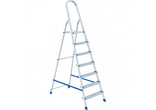Стремянка алюминиевая СИБРТЕХ 7 ступеней площадка h=1,44м до 150кг 97717