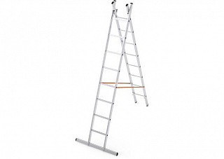 Лестница алюминиевая 2х8 ступеней двухсекционная УФУК h=2,33/3,74м, до 150кг
