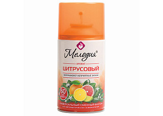 Сменный баллон МЕЛОДИЯ для освежителей воздуха Цитрусовый 250мл (605229)