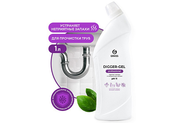 Средство для прочистки труб GRASS DIGGER-GEL ПРОФИ 1л (125569) (1/8)