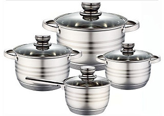 Набор посуды нержавеющая сталь BEKKER Premium 8 предметов (к.2,0/к.3,0к./к.5,0/ковш 1,5л) (BK-1441)
