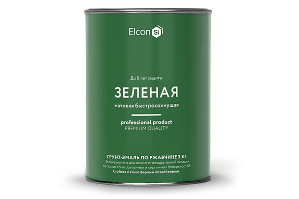 Грунт-эмаль по ржавчине Elcon 3 в1 матовая зеленая (0,8 кг)
