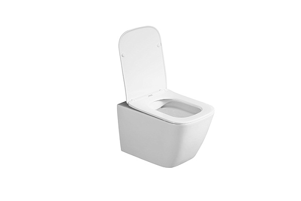 Унитаз подвесной безободковый WAVE QUADRO сид. дюропласт, м/л, быстр, БЕЛЫЙ глянец (XL)