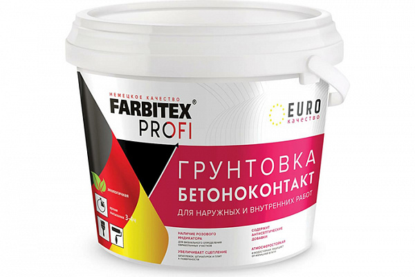 Грунтовка акриловая FARBITEX ПРОФИ бетоноконтакт (1,4кг) 