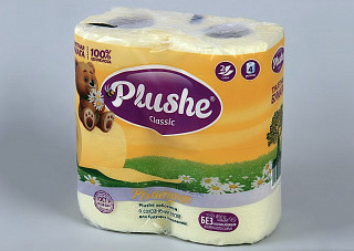 Туалетная бумага Plushe Classic Ромашка 2-х слойная 4 рулона (0263)
