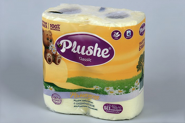 Туалетная бумага Plushe Classic Ромашка 2-х слойная 4 рулона (0263)