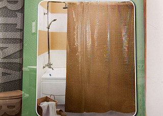 Штора для ванной комнаты ПВХ 3D 330 А1 Бежевый 180х180см