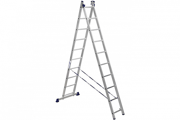 Лестница алюминиевая 2х10 ступеней двухсекционная УФУК h=2,88/4,84м, до 150кг