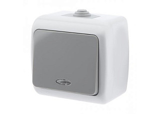 Выключатель INTRO ATLANTIC 1-кл. открытой уст. с подс. IP54 10А, 250В,серый(5-102-03) (Б0050941) 458