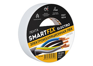 Изолента SmartFix ELECTRO 19ммх20м, 150 мкм Белая/60/6 (SFE192B)