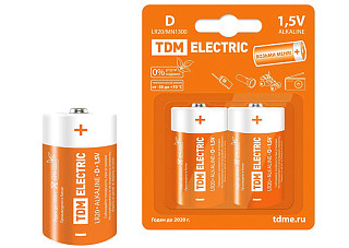 Элемент питания 20 TDM LR20 D Alkaline 1,5V BP-2 (2/96) 1702-0012