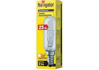 Стандартная лампа накаливания  Navigator  T25  25Вт  230В  E14 (058)