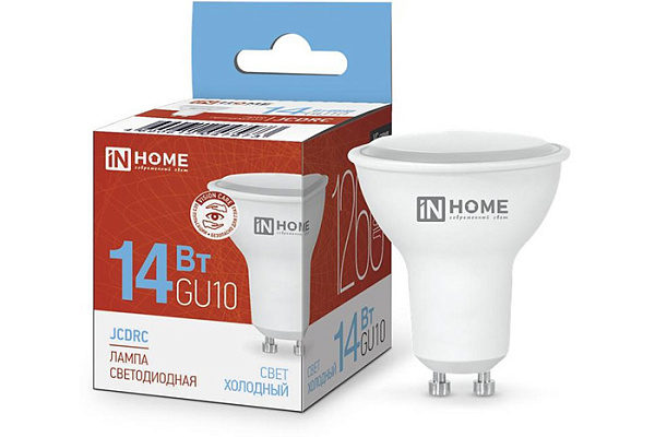 Лампа светодиодная IN HOME LED-JCDRC-VC 14Вт 230В GU10 6500K 1260Лм 10/100 (7973)