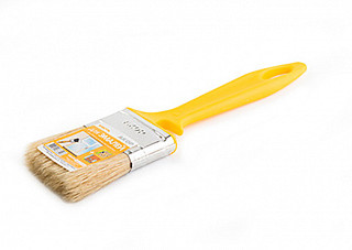 Кисть плоская АКОР «Эмали» 25х10мм, пластиковая ручка, натуральная щетина (10/130) 
