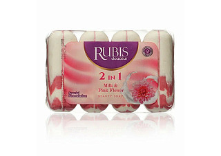 Мыло туалетное Rubis экопак Milk&Pink Flower 4х90г, 360г (641)