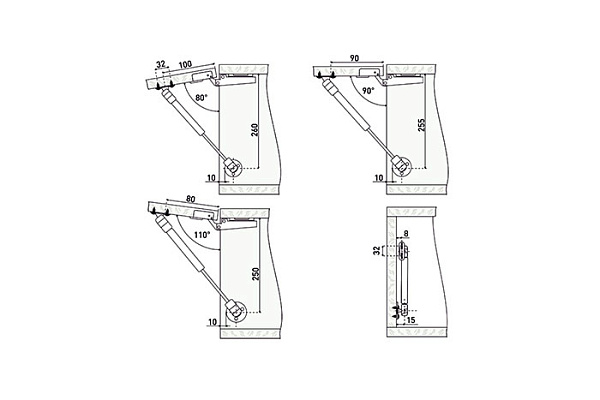 Лифт газовый StahlBuro N100 матовый хром (1/100)