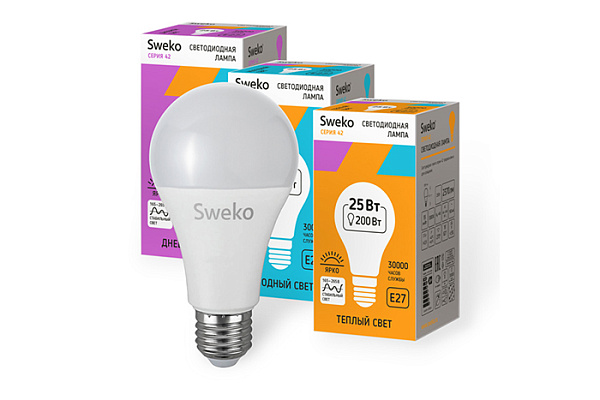 Лампа светодиодная SWEKO 42 серия 42LED-A70-25W-230-6500K-E27 (993)