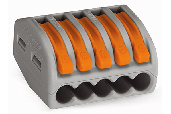 Клемма WAGO 222-415 нажимная 5х0,08-4х2.5 кв.мм. для коммут. коробок"