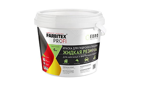 Краска акриловая FARBITEX PROFI для гидроизоляции Жидкая резина черный (1,0 кг) 