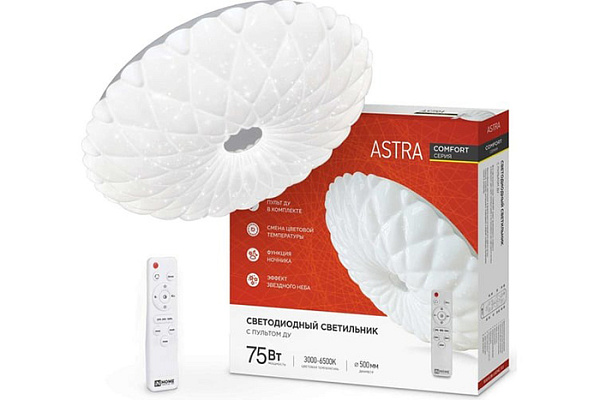 Светильник светодиодный IN HOME COMFORT ASTRA 75Вт 230В 3000-6500K 6000Лм 500x100мм с пультом ДУ 768
