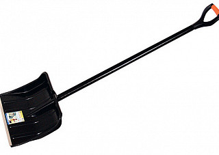 Лопата снеговая САХАРА 0364-Ч пластмассовая с черным черенком, V-ручка, черная