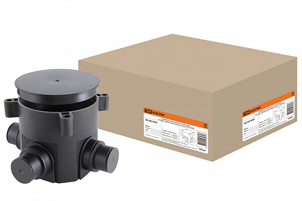 Коробка установочная TDM СП D70х72мм, 4 ввода, черная, для заливки в бетон, IP44 (1402-9502)
