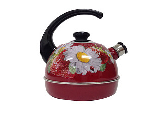 Чайник эмалированный Рубин КЛУБНИКА С РОМАШКОЙ борд., подвиж.ручка г.Ростов 3,5л Т04/35/01/05 (326)