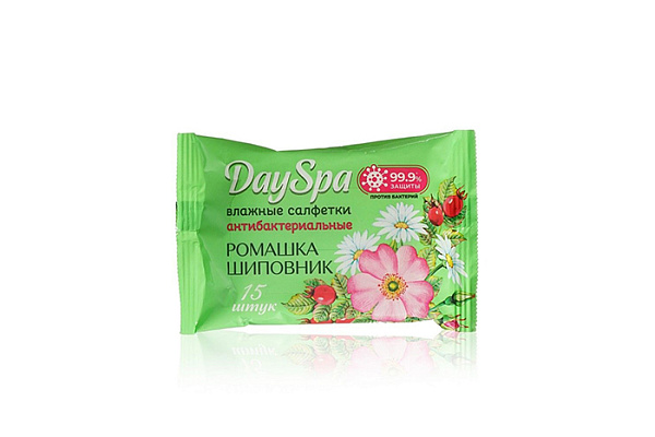 Cалфетки влажные Day Spa атибактериальные Ромашка Шиповник 15шт (091) 286
