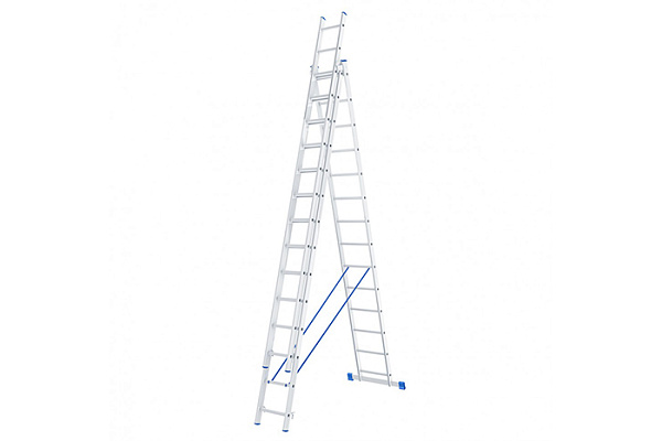 Лестница алюминиевая СИБРТЕХ трехсекционная 3х14 ступеней h=7,5м до 150кг 97824