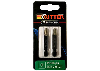 Бита Ritter Diamond PH 1x50 мм магнитная (алмазное покрытие, сталь S2) (2 шт.) (20111055)