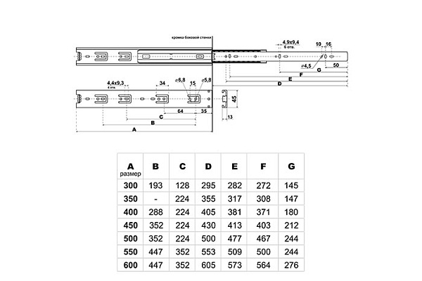 Направляющие шариковые StahlBuro (2шт) 45-300/12"/хром (20) (945)