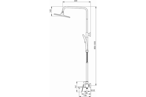 Душевая система 35к MIXLINE ML41-06"Swan White"излив лейка 3 поз.+лейка"Тропический душ"БЕЛЫЙ/ХРОМ
