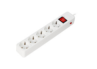 Сетевой фильтр 16А, 3500 Вт, 5 гн, 3м. без з/ш, с з/к, ПВС 3x1.0 мм²,  белый (SBSP-5-30-W)(308)