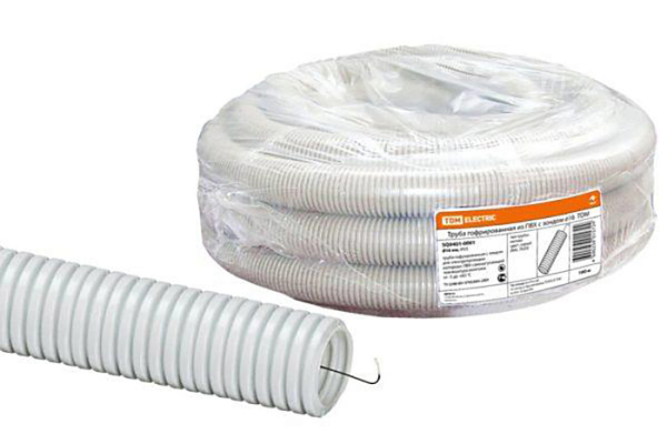 Труба гофрированная TDM ПВХ d=25мм с зондом (бухта 75м) легкая (0401-0003)