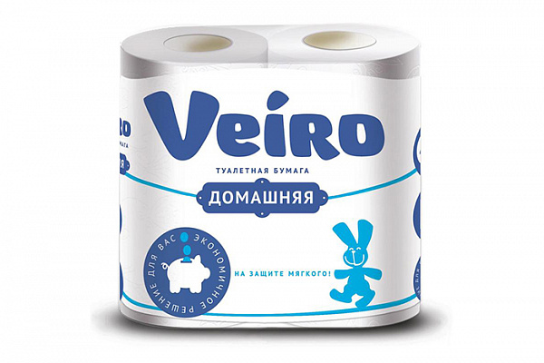 Туалетная бумага Linia VEIRO Домашняя Белая 2-х слойная 4 рулона (472)