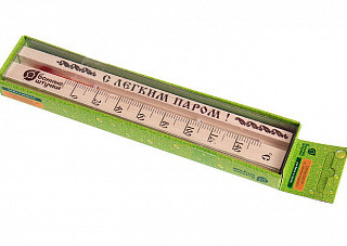 Термометр "С легким паром!" 21x4x1,5см.для бани и сауны "Банные штучки" (18018)